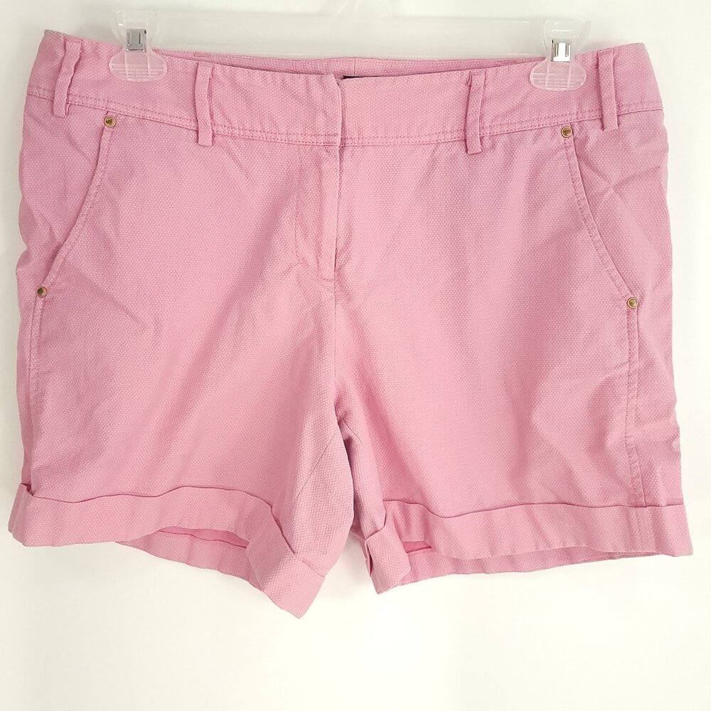 Etcetera Shorts Women's 14 Pink White Diamond Design Distressed